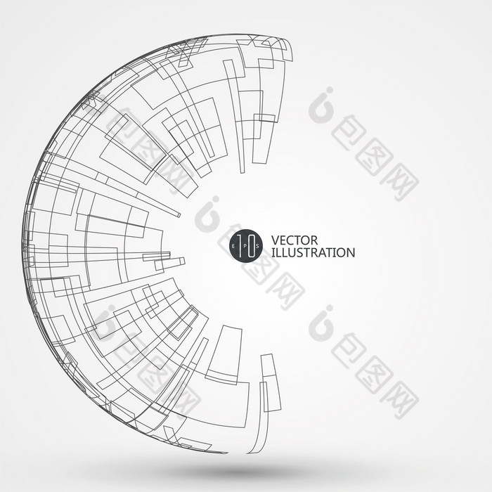 抽象的线框、 科学和技术图.