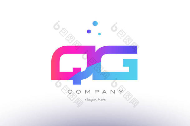 qg q g 创意粉色蓝色现代字母表字母标志图标 temp