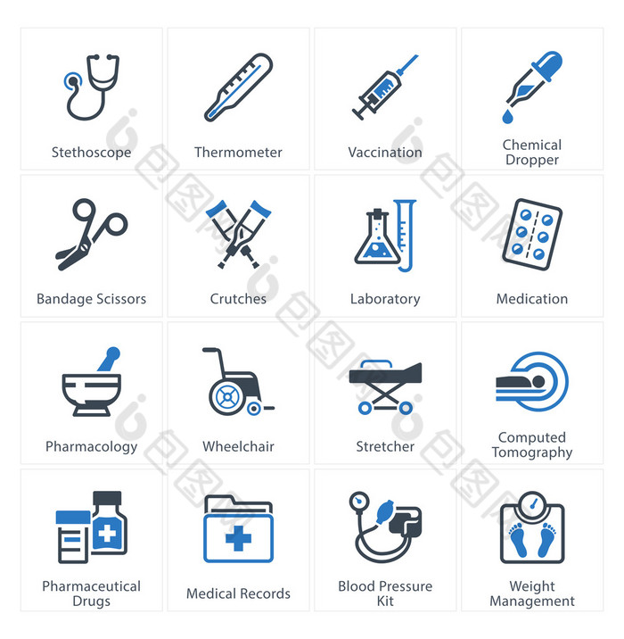 医疗与卫生保健图标集 1-设备与用品