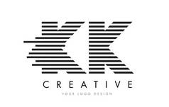 Kk K K 斑马字母标志设计有黑色和白色的条纹
