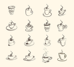 咖啡和茶的符号和图标