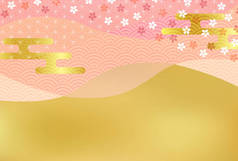 樱花绽放日本模式新年贺卡背景