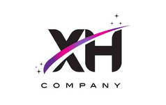 与紫色洋红色 Xh X H 黑色字母标志设计旋风