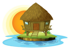 在一个小岛的海椰子小屋