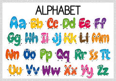 字母跟踪和着色工作表: 写 a-z。儿童练习. 