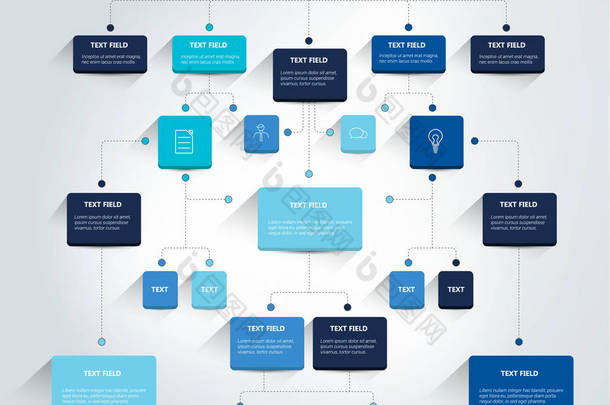 信息图表流程图。彩色阴影计划.