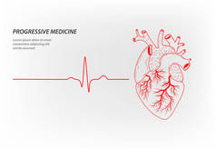 作为标语、小册子、名片和网站的渐进式医学模式，健康的人的心脏在跳动。脉动负责生命的内部器官的脉动心脏病的治疗.