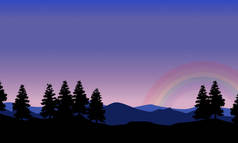 云杉与彩虹风景山上