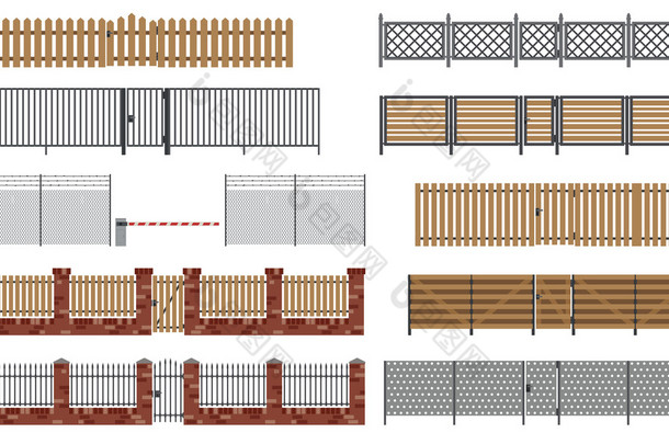 金属和木制<strong>围栏</strong>、 大门.