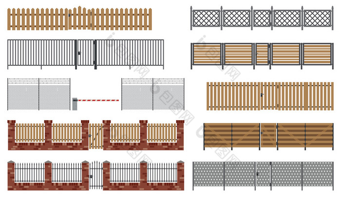 金属和木制围栏、 大门.