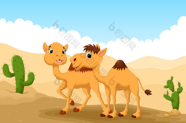 骆驼在沙漠中的插图