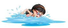 一个女孩和护目镜游泳