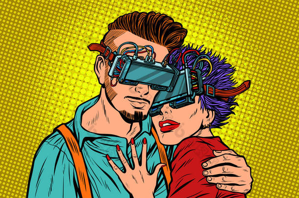 情侣爱上虚拟现实眼镜
