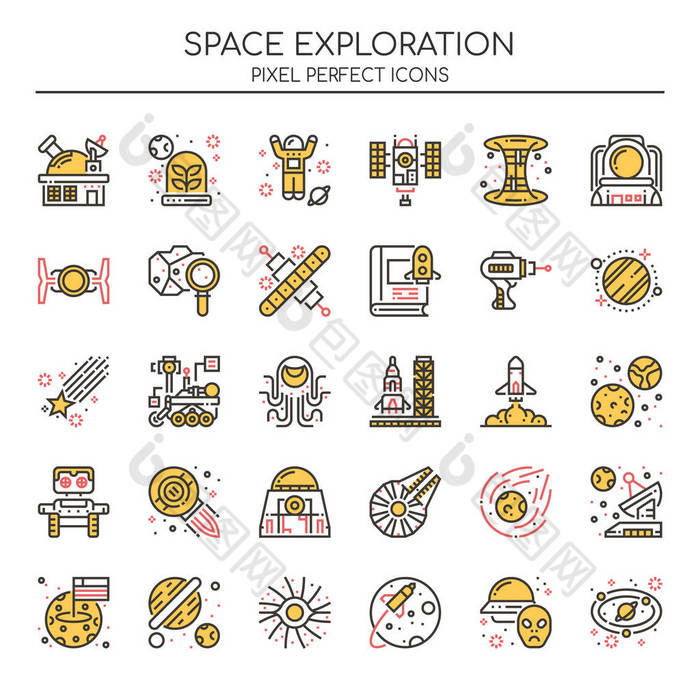空间探测、细线和Pixel完美图标