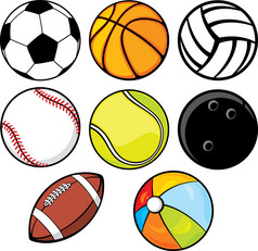 球收藏-沙滩球、 网球、 美式足球球、 足球球