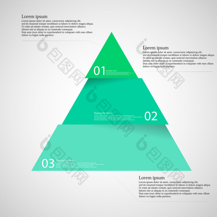 光图 inforgraphic 与三角形分为三个部分