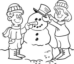 孩子们建立一个雪人