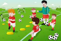 孩子们在练习足球