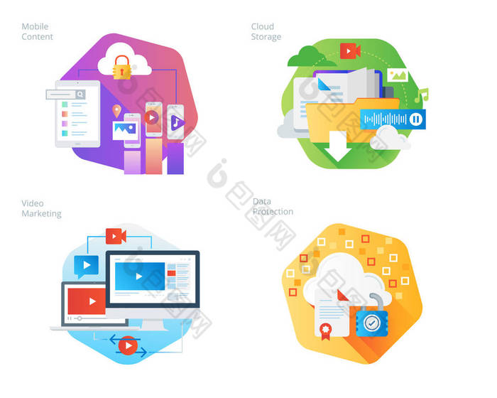 材料设计图标设置为移动服务和解决方案，云存储，视频营销，数据保护。网页设计、 应用程序、 移动界面、 图表和打印设计 Ui/Ux 工具包. 