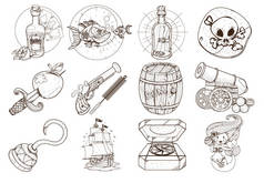 设置着色的大纲插图为主题的海盗. 