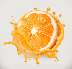 在飞溅的果汁杯鲜橙汁