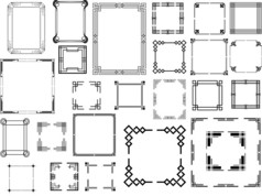 不同类型的装饰艺术帧的集