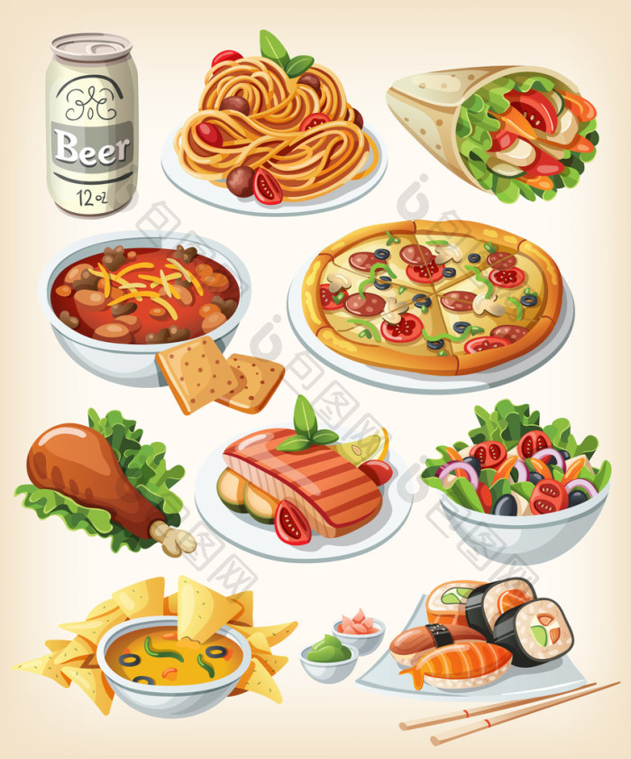 传统食物图标集图片-包图网企业站