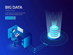 基于大数据存储技术的具有发光数据库或服务器的等距设计和分析数据.