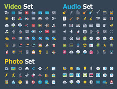 照片、 视频和音频图标集