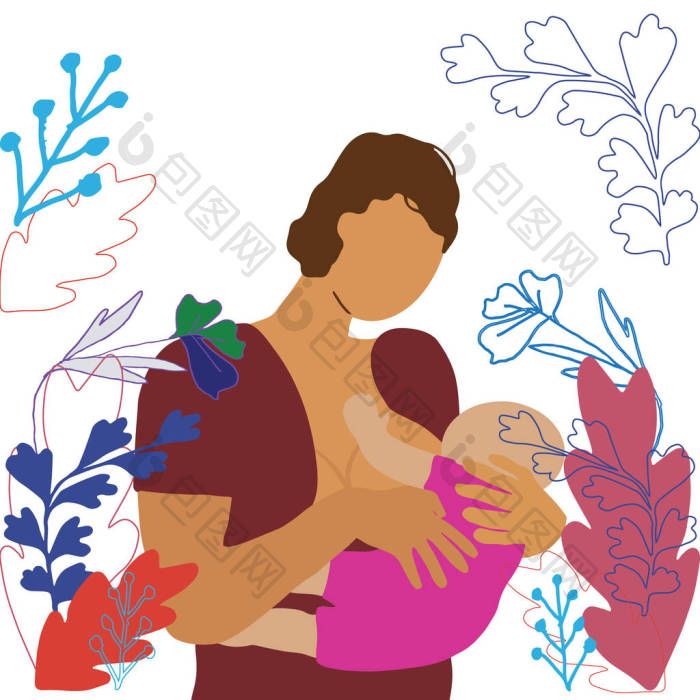 母乳喂养母亲在黑暗中母乳喂养孩子-包图企业站