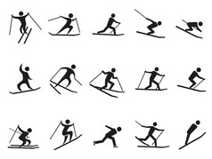 滑雪的图标集