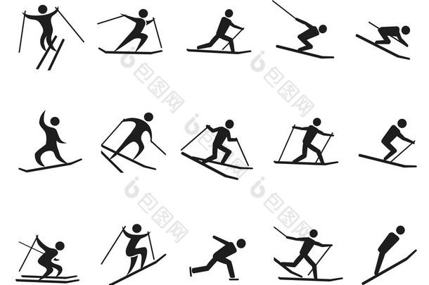 滑雪的图标集