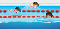 运动员在游泳池里游泳