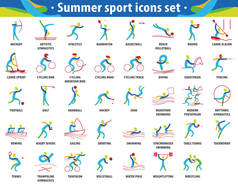 抽象色彩的运动。夏季奥运会图标设置