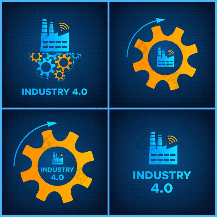 工厂和齿轮图标行业4.0 概念集