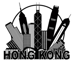 香港城市天际圈黑白图解