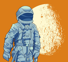 背景下的月球的太空人
