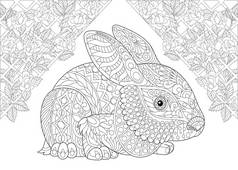 程式化的 Zentangle 仙境兔