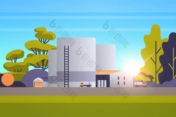 <strong>工厂</strong>制造建筑工业区厂房电站生产技术石油工业概念夕阳景观背景水平平