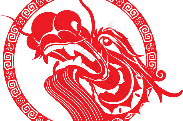 红色中国龙头图