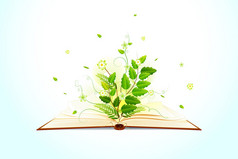 植物生长上打开的书
