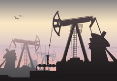 工作油泵和钻钻机、 油泵、 石油工业