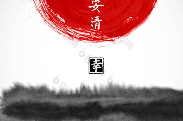 抽象的<strong>泼墨</strong>山水画 