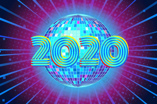2020新年蓝色迪斯科舞会背景