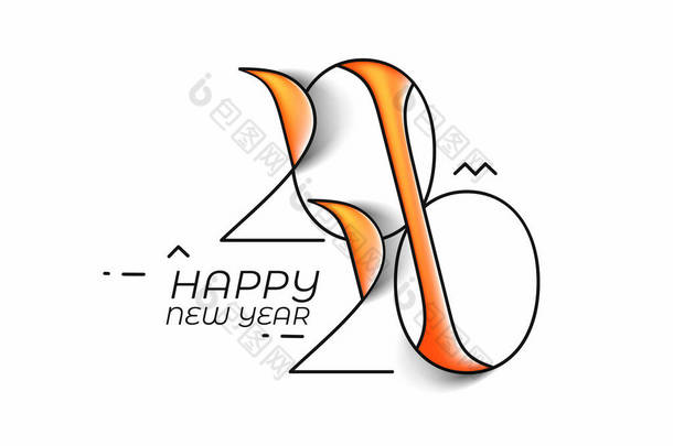 新年快乐2020年文字字体设计图样，疾病
