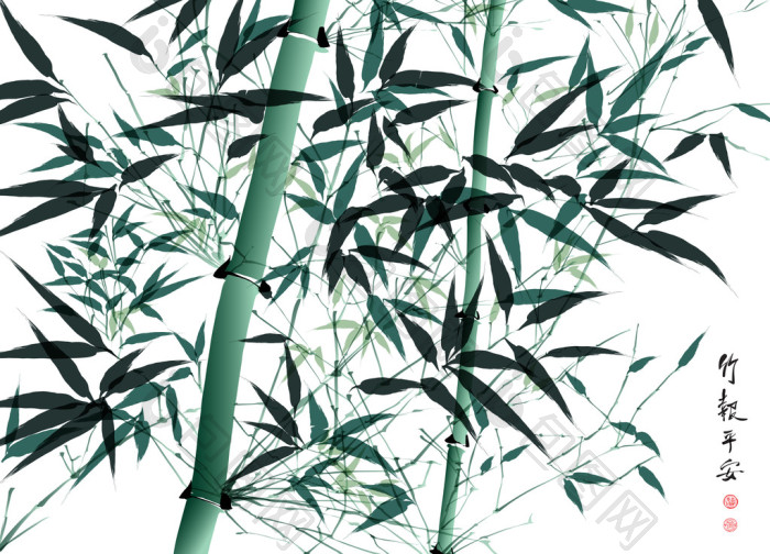 竹墨画手绘-包图企业站