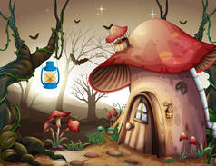 黑暗森林中的蘑菇屋