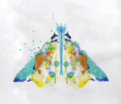 单效鲜艳的彩色蛾画, 不同颜色的纸张背景