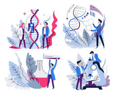 DNA研究、遗传学和实验室测试、孤立图标