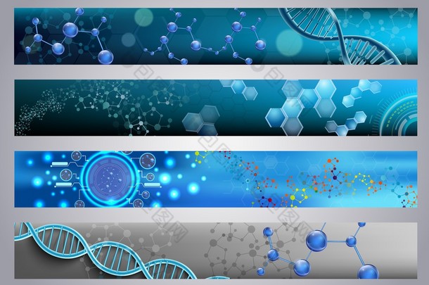 分子的结构和 Dna 横幅<strong>背景</strong>